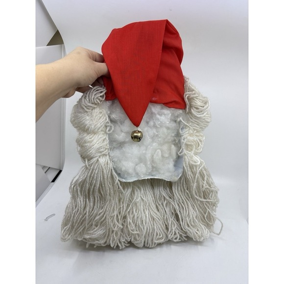 Santa Claus Face Wall Hanging 18" Handmade Yarn Fleece Hat Christmas - Picture 7 of 9